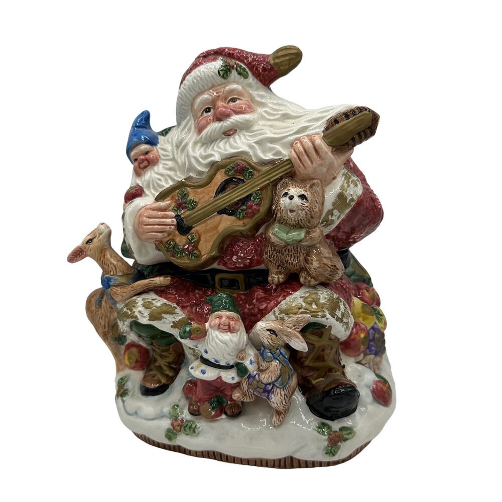 Vintage 1996 Fitz & Floyd Forest Festival Santa Claus Cookie Jar 10" Omnibus